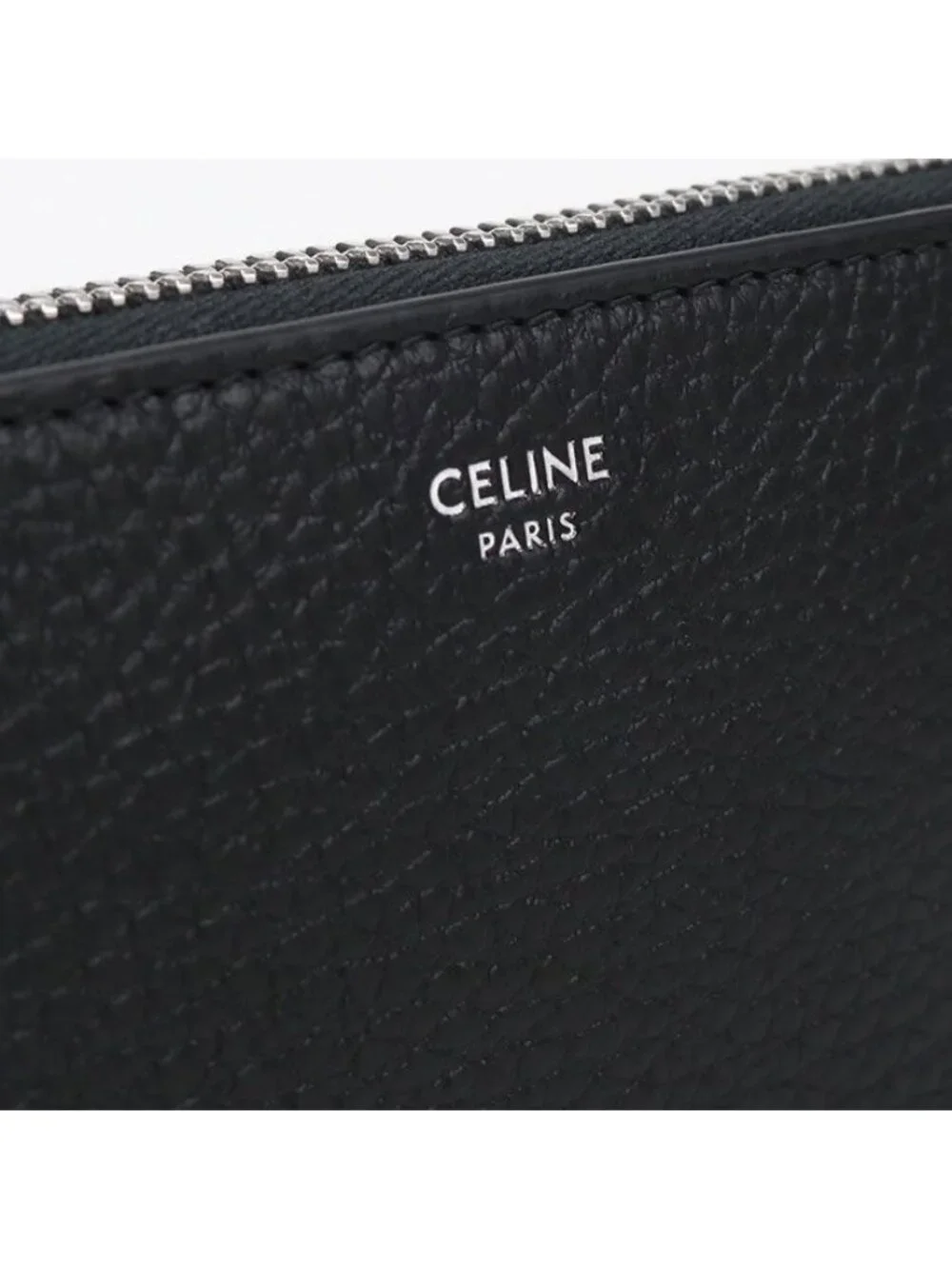 Celine Large Zip Wallet Zip Around Grained Calfskin